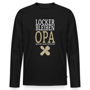 Handwerker Opa Papa Vater Geschenk Vatertag - Männer Premium Bio Langarmshirt - Schwarz - Vorne - Nico (187cm)