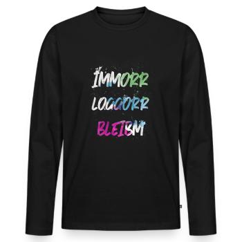 Immorr Loggorr Bleibm Wasserfarbe - Männer Premium Bio Langarmshirt - Schwarz - Vorne - Nico (187cm)