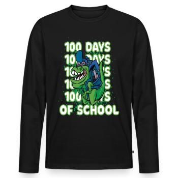 100 Days Of School Dinosaur T-Rex Kindergarten - Men's Premium Organic Long Sleeve Shirt - black - Front - Nico (187cm)
