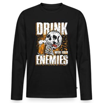 Drink with your enemies - Men's Premium Organic Long Sleeve Shirt - black - Front - Nico (187cm)