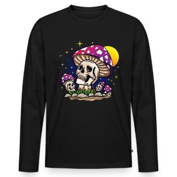 Mushroom skull - Men's Premium Organic Long Sleeve Shirt - black - Front - Nico (187cm)