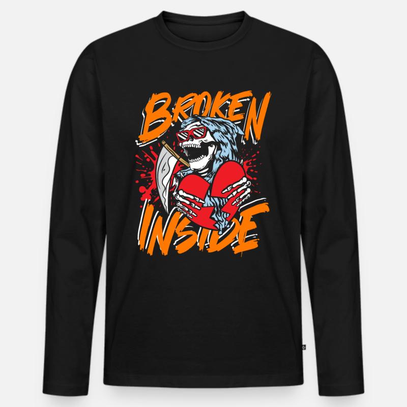 Broken inside - Männer Premium Bio Langarmshirt - Schwarz