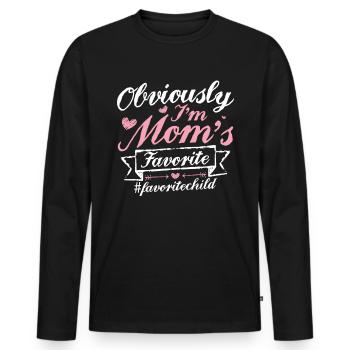 Offensichtlich bin ich Mamas Liebling | Schöner Muttertag - Männer Premium Bio Langarmshirt - Schwarz - Vorne - Nico (187cm)