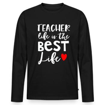 Lehrer Geschenk Bildung Schule Sprüche Lehramt - Männer Premium Bio Langarmshirt - Schwarz - Vorne - Nico (187cm)