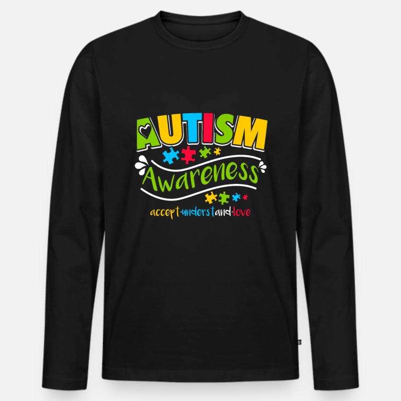 Autismus - Männer Premium Bio Langarmshirt - Schwarz