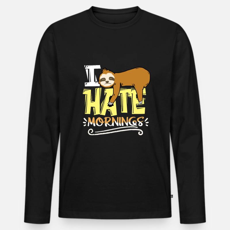 Faultier - Männer Premium Bio Langarmshirt - Schwarz