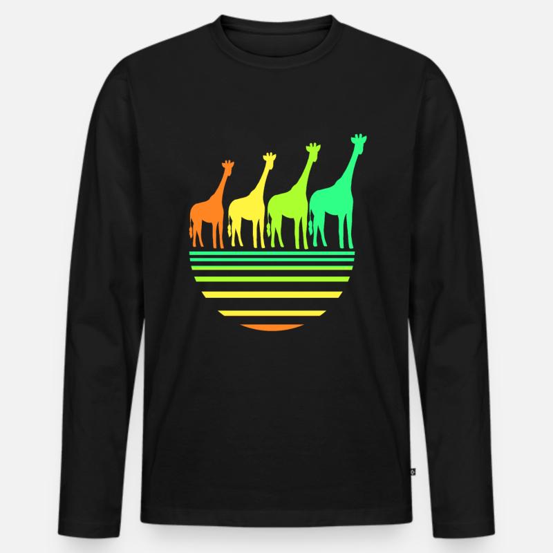 Giraffe - Männer Premium Bio Langarmshirt - Schwarz