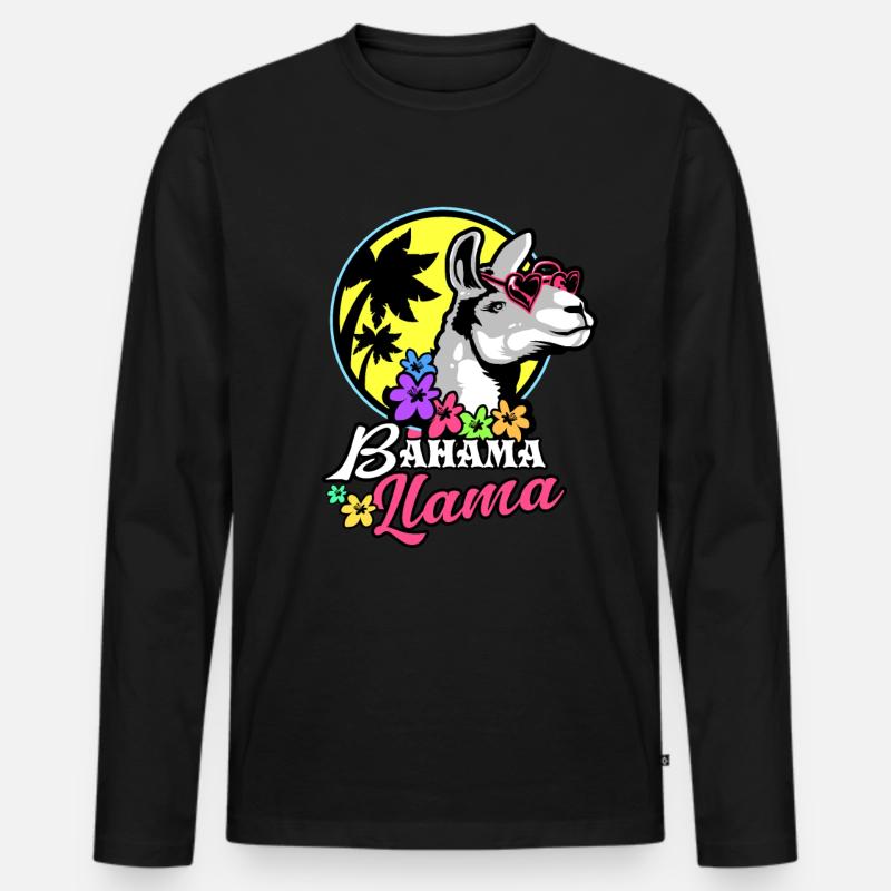 Lama - Männer Premium Bio Langarmshirt - Schwarz
