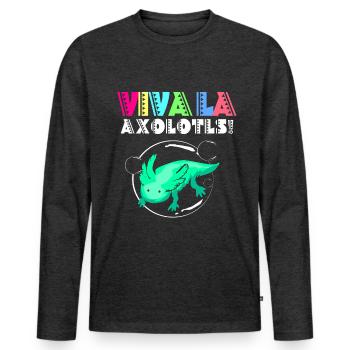 Axolotl Reptile Salamander Aquarium Kawaii Lurch - Men's Premium Organic Long Sleeve Shirt - heather anthracite - Front - Nico (187cm)