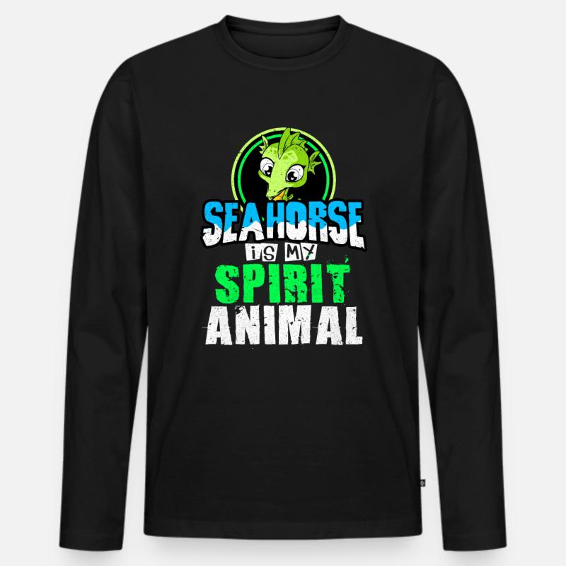 Seepferd - Männer Premium Bio Langarmshirt - Schwarz