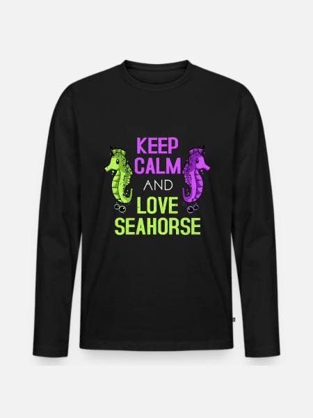 Seahorse - Men's Premium Organic Long Sleeve Shirt - black