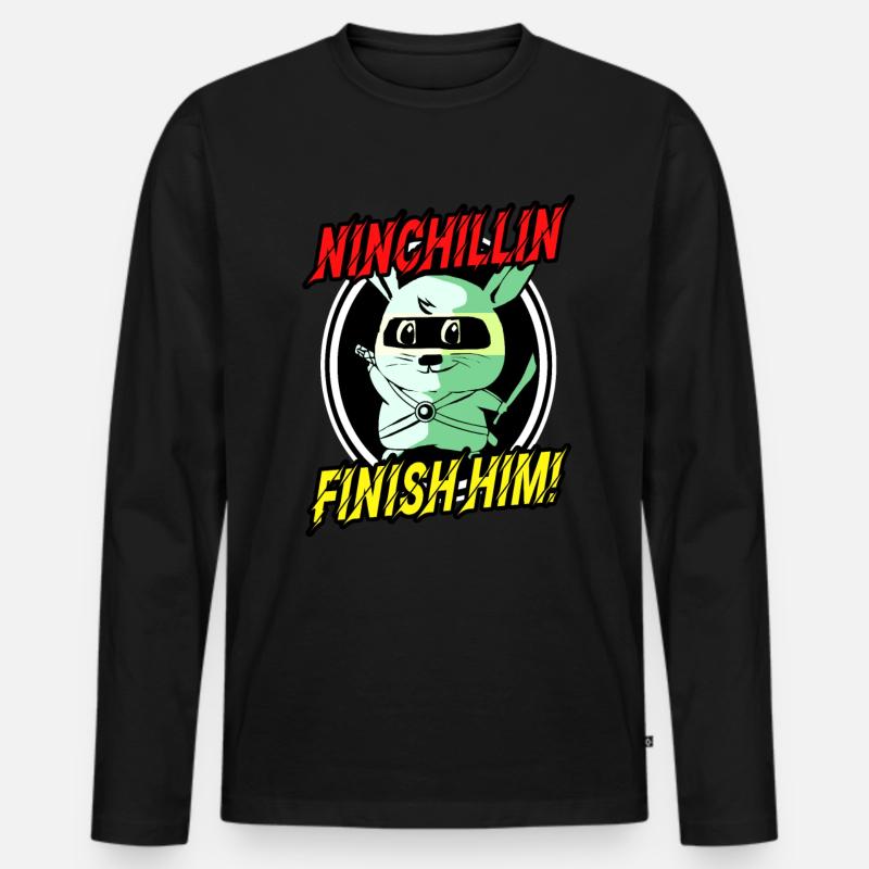 Chinchilla - Männer Premium Bio Langarmshirt - Schwarz