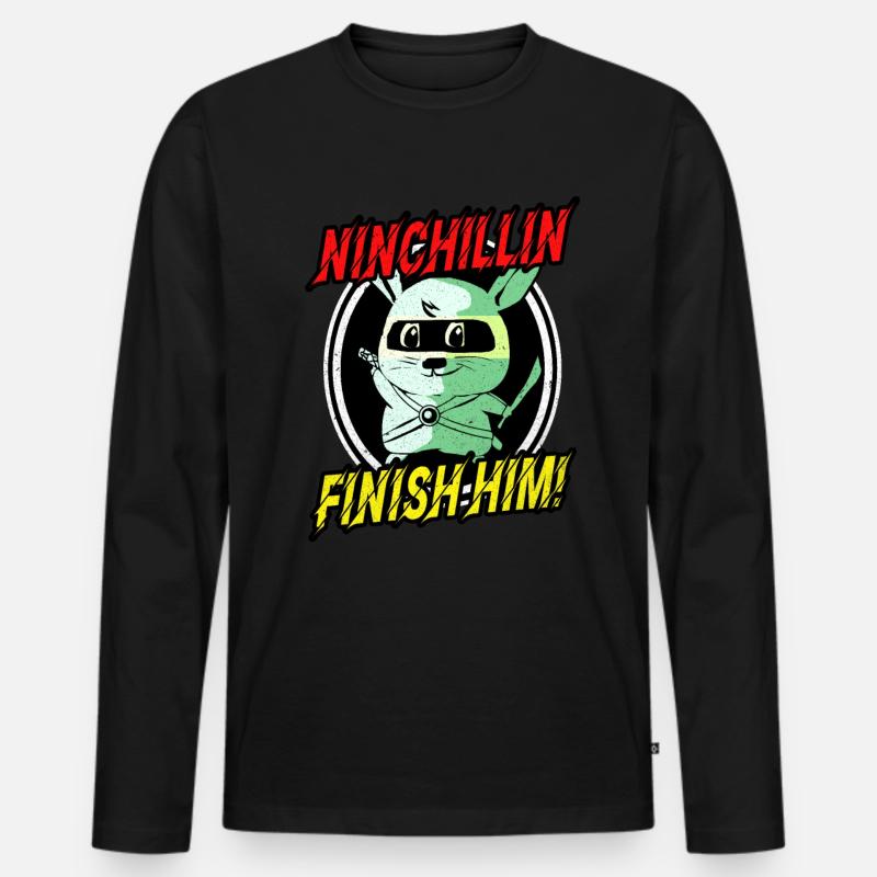 Chinchilla - Männer Premium Bio Langarmshirt - Schwarz
