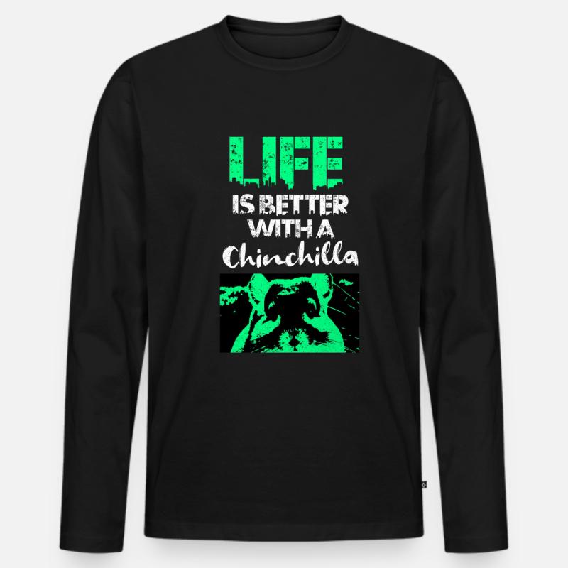 Chinchilla - Männer Premium Bio Langarmshirt - Schwarz