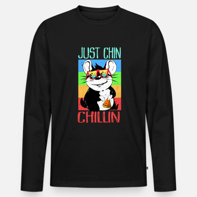Chinchilla - Männer Premium Bio Langarmshirt - Schwarz