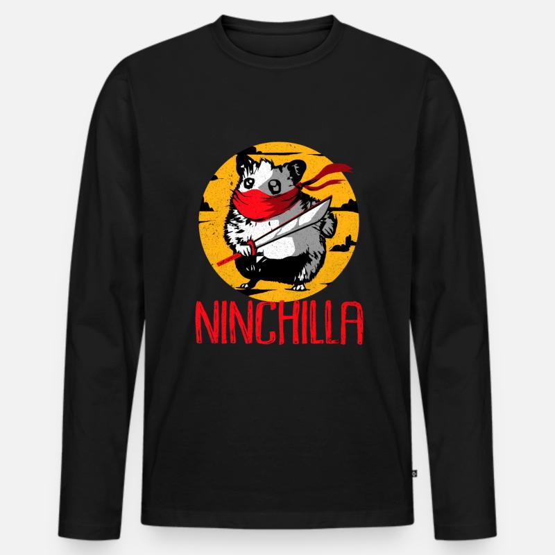 Chinchilla - Männer Premium Bio Langarmshirt - Schwarz