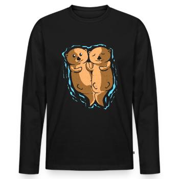 Otter - Männer Premium Bio Langarmshirt - Schwarz - Vorne - Nico (187cm)