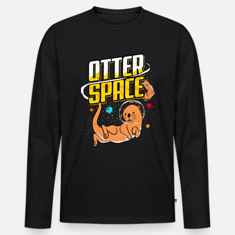 Otter - Männer Premium Bio Langarmshirt - Schwarz