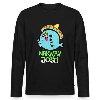 Narwal - Männer Premium Bio Langarmshirt - Schwarz - Vorne - Nico (187cm)