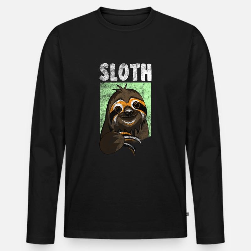 Faultier - Männer Premium Bio Langarmshirt - Schwarz