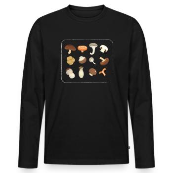 Mushrooms Collect mushroom chanterelle gift - Men's Premium Organic Long Sleeve Shirt - black - Front - Nico (187cm)