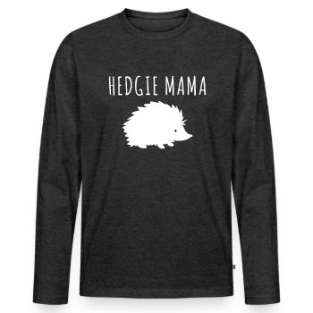 Hedgie Mama Igel Süß Tierliebe Niedlich Wildtier - Männer Premium Bio Langarmshirt - Anthrazit meliert - Vorne - Nico (187cm)