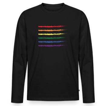 Rainbow Flag LGBT Gay Gay Gay Pride - T-shirt manches longues Premium bio Homme - noir - Devant - Nico (187cm)