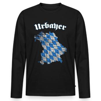 Bayern, bayrisches original, Urbayer, Minga - Männer Premium Bio Langarmshirt - Schwarz - Vorne - Nico (187cm)