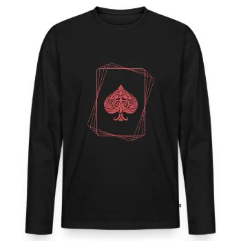Bêche rouge - T-shirt manches longues Premium bio Homme - noir - Devant - Nico (187cm)