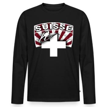 suisse saut à ski 02 t-shirt saut à ski - T-shirt manches longues Premium bio Homme - noir - Devant - Nico (187cm)