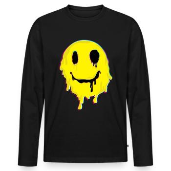 Trippy MDMA Smile Face Drugs Molly Gift - Men's Premium Organic Long Sleeve Shirt - black - Front - Nico (187cm)