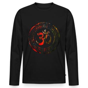 Om Ohm Aum Symbol Spiritual Yoga Gift - Men's Premium Organic Long Sleeve Shirt - black - Front - Nico (187cm)