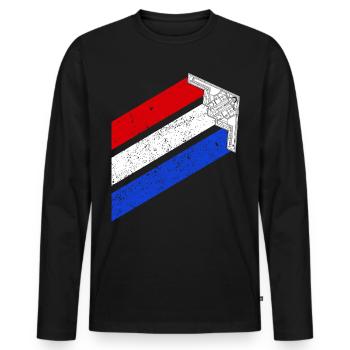 B-2 Bomber USA Contrails Rot Wei� Blau Stealth B2 - Männer Premium Bio Langarmshirt - Schwarz - Vorne - Nico (187cm)