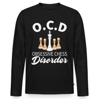 Schach - Männer Premium Bio Langarmshirt - Schwarz - Vorne - Nico (187cm)