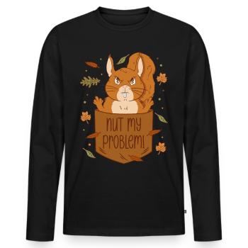 Eichhörnchen Brusttasche - Nut my problem - Männer Premium Bio Langarmshirt - Schwarz - Vorne - Nico (187cm)
