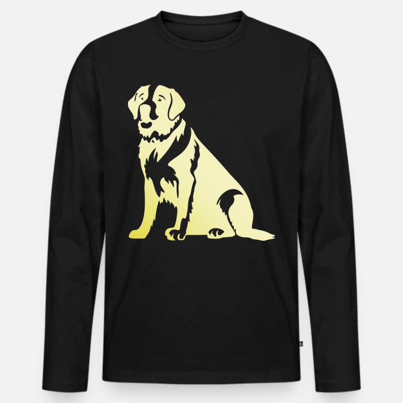 Saint Bernard Hund Silhouette - Männer Premium Bio Langarmshirt - Schwarz