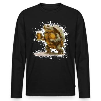 Turtle Beer Funny - Men's Premium Organic Long Sleeve Shirt - black - Front - Nico (187cm)