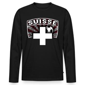 soccer suisse 01 fussball t shirt schweiz - Männer Premium Bio Langarmshirt - Schwarz - Vorne - Nico (187cm)