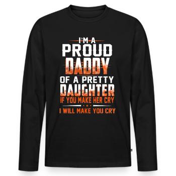 Je suis un papa fier ou une jolie fille - T-shirt manches longues Premium bio Homme - noir - Devant - Nico (187cm)