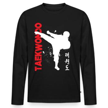 Taekwondo Lettres coréennes - T-shirt manches longues Premium bio Homme - noir - Devant - Nico (187cm)