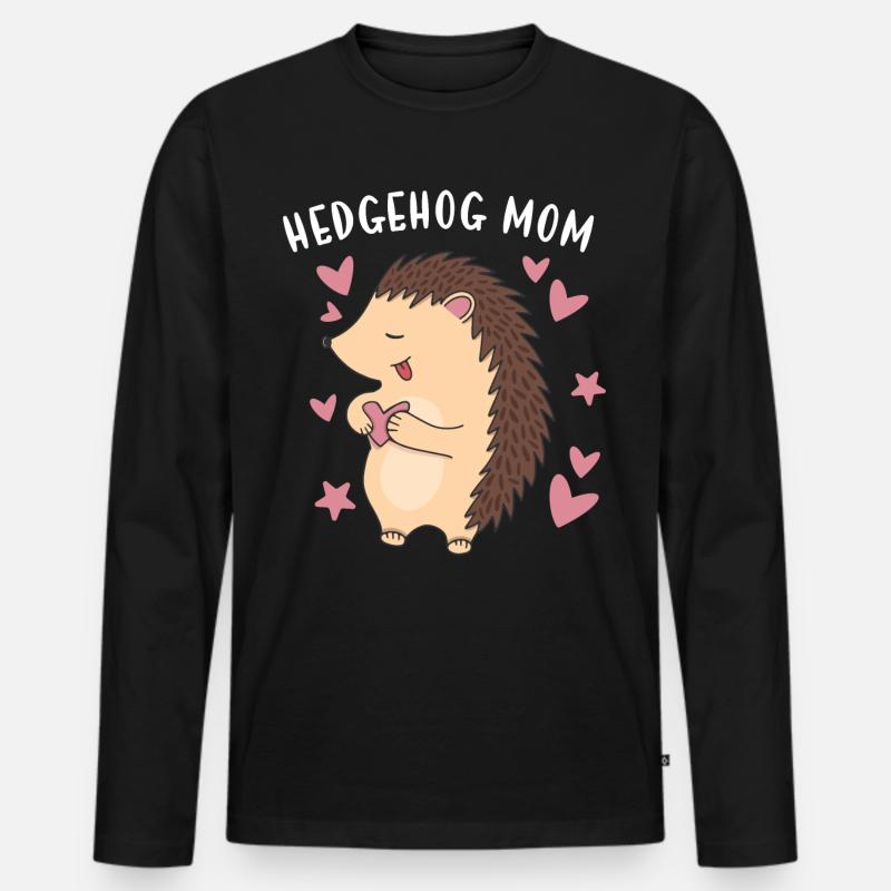 Hedgie Hedgehog Mom Hedgehog - Männer Premium Bio Langarmshirt - Schwarz