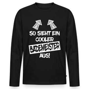 BADEMEISTER - Männer Premium Bio Langarmshirt - Schwarz - Vorne - Nico (187cm)