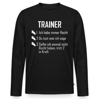 Trainer - Männer Premium Bio Langarmshirt - Schwarz - Vorne - Nico (187cm)