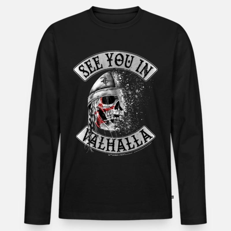 Entering Valhalla - Männer Premium Bio Langarmshirt - Schwarz