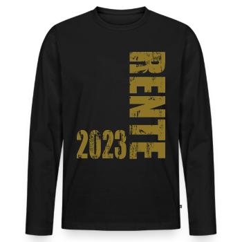 Rente 2023 - Männer Premium Bio Langarmshirt - Schwarz - Vorne - Nico (187cm)