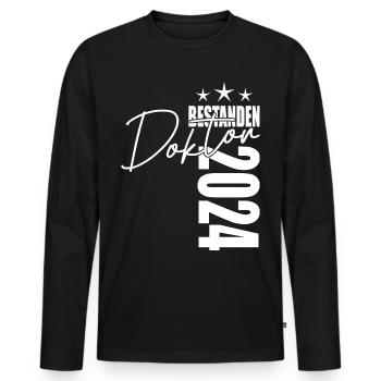 Doktor bestanden - Männer Premium Bio Langarmshirt - Schwarz - Vorne - Nico (187cm)