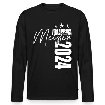 Meister Verbandsliga 2024 Aufstiegstrikot - Männer Premium Bio Langarmshirt - Schwarz - Vorne - Nico (187cm)