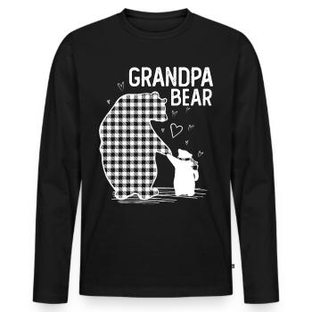 Grandpa Bear - Men's Premium Organic Long Sleeve Shirt - black - Front - Nico (187cm)