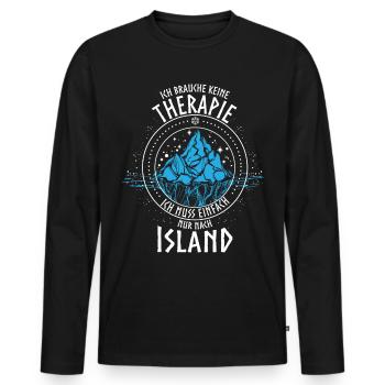 Island/Iceland/Reykjavík/Isländisch/Therapie/Reise - Männer Premium Bio Langarmshirt - Schwarz - Vorne - Nico (187cm)