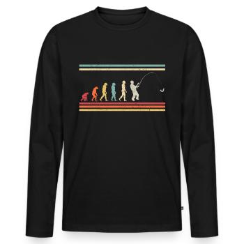 Evolution fishing angler - retro - Men's Premium Organic Long Sleeve Shirt - black - Front - Nico (187cm)